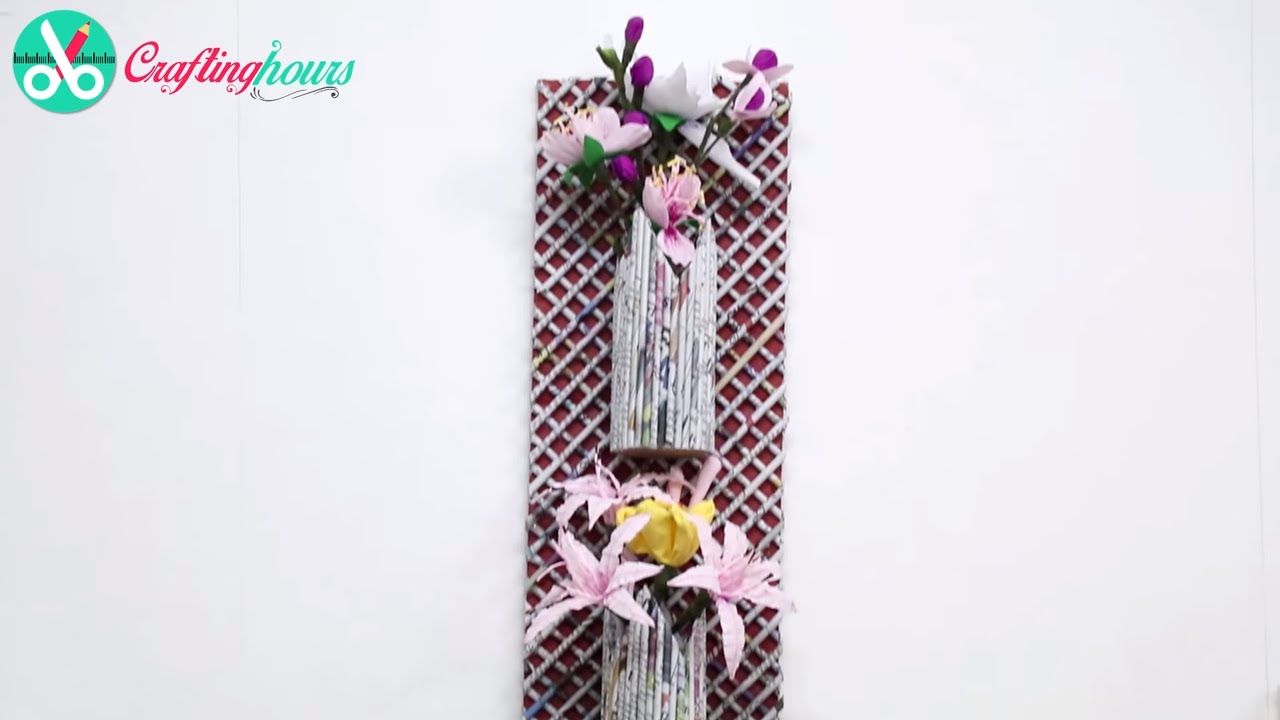 Wall Hanging Flower Vase/Pot with Newspaper & Cardboard | Easy DIY Wall Decor